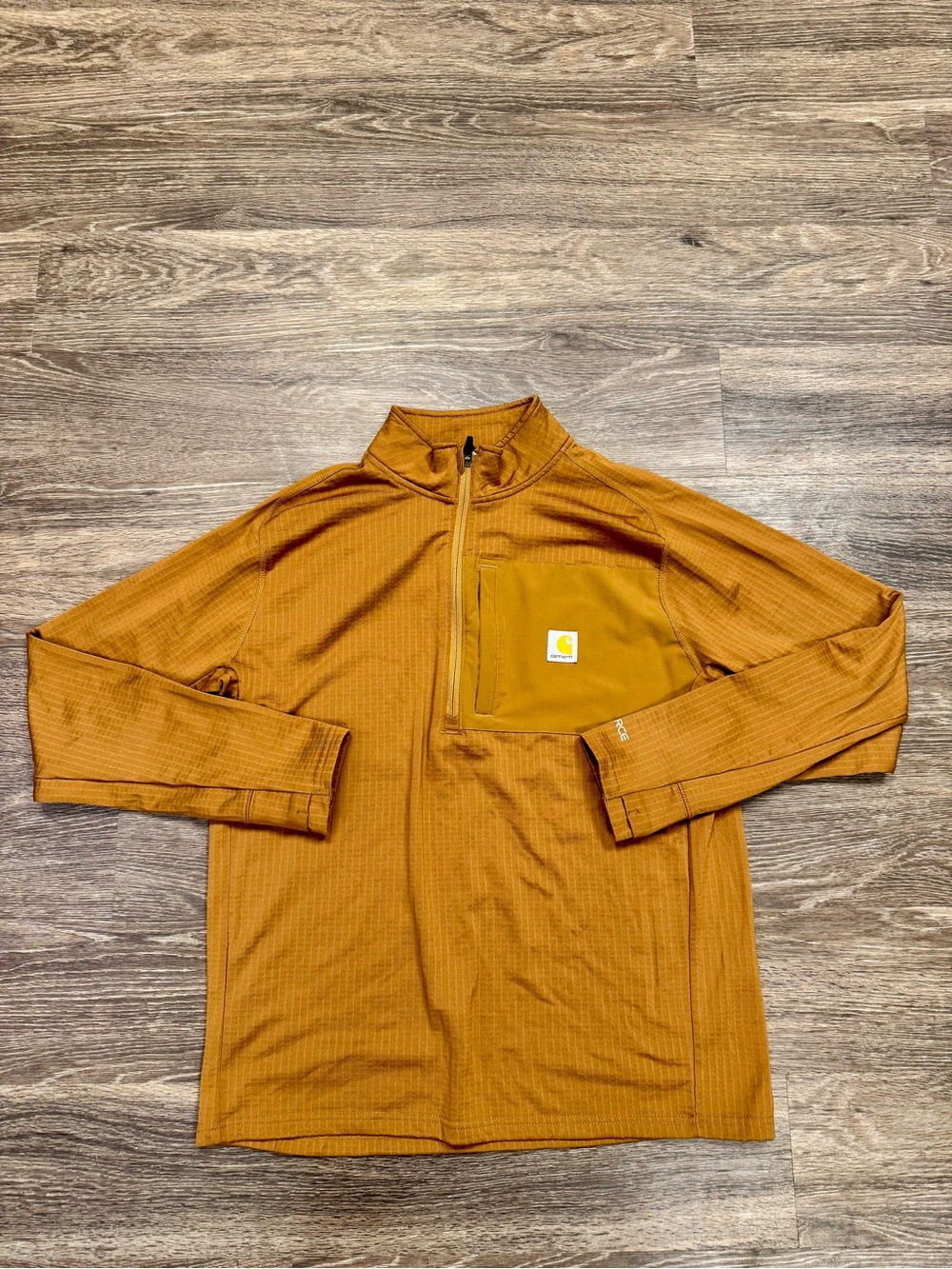 Carhartt Force 106423 Men's M Brown Half Zip Fleece Work Shirt Pullover